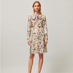 Tory Burch Contrast Binding Shirt Dress Ivory Print